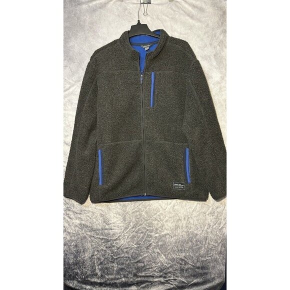 Eddie‎ Bauer Sherpa Fleece Jacket Full Zip Mr Chilali Carbon Gray Men’s XL - Picture 1 of 13